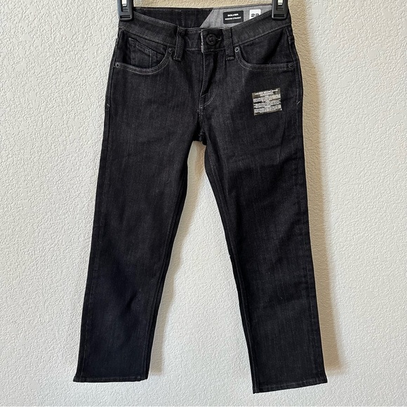 Volcom Solver Modern Straight Regular Rize Black Denim Jeans Size 22 or 8 NTW - Picture 1 of 6